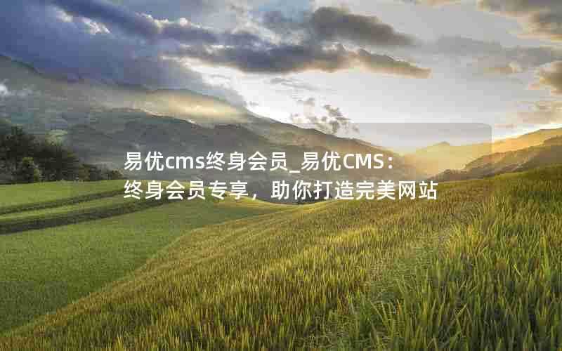 易优cms终身会员_易优CMS：终身会员专享，助你打造完美网站