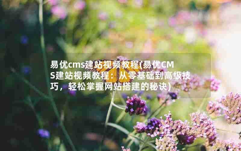 易优cms建站视频教程(易优CMS建站视频教程：从零基础到高级技巧，轻松掌握网站搭建的秘诀)