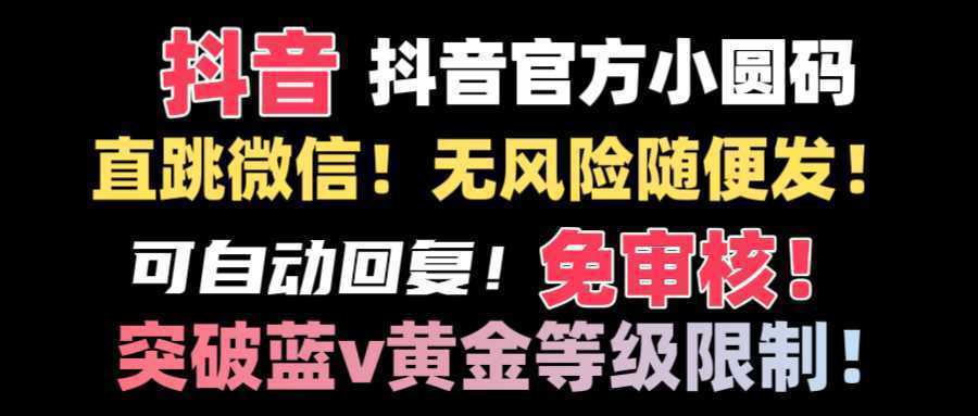 抖音二维码直跳微信技术！站内随便发不违规！！