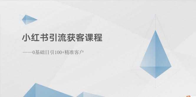 小红书引流获客课程：0基础日引100+精准客户