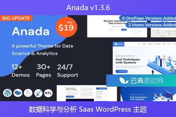 Anada v1.3.6 – 数据科学与分析 Saas WordPress 主题