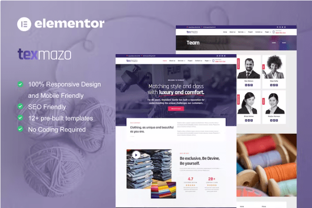 Texmazo – 纺织和服装行业 Elementor 模板套件