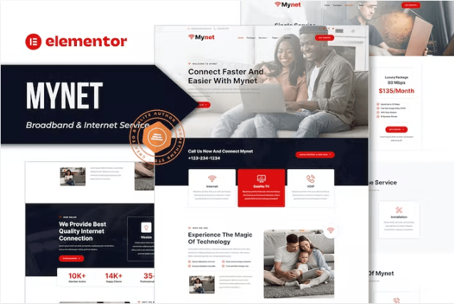 Mynet – 宽带和互联网服务提供商 Elementor 模板工具包