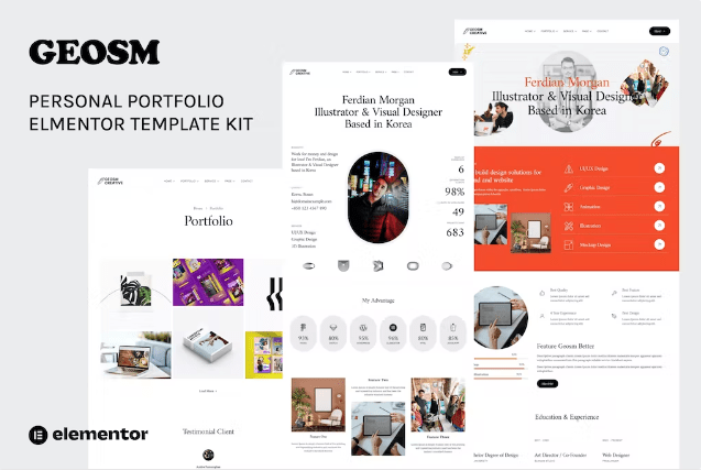 Geosm – 个人投资组合 Elementor 模板工具包