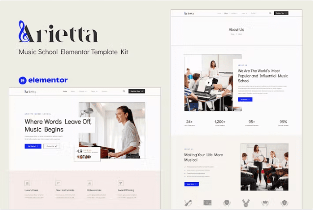 Arietta – 音乐学校 Elementor 模板套件