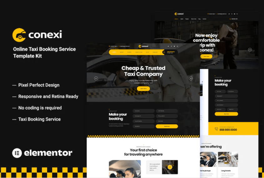 Conexi – 在线出租车预订服务模板套件