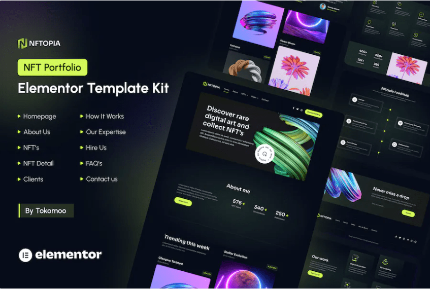 Nftopia – NFT Portfolio Elementor Pro 模板套件