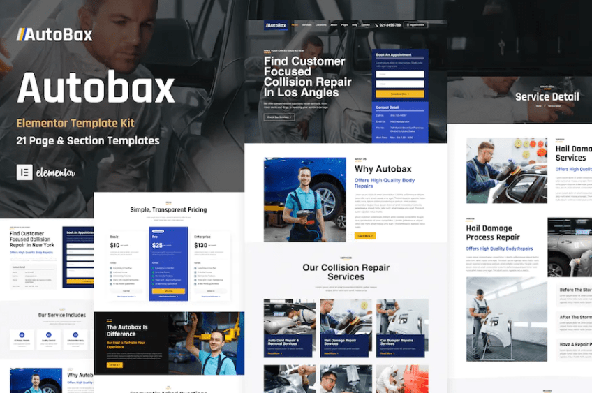 Autobax – 车身修理厂 Elementor Pro 模板套件