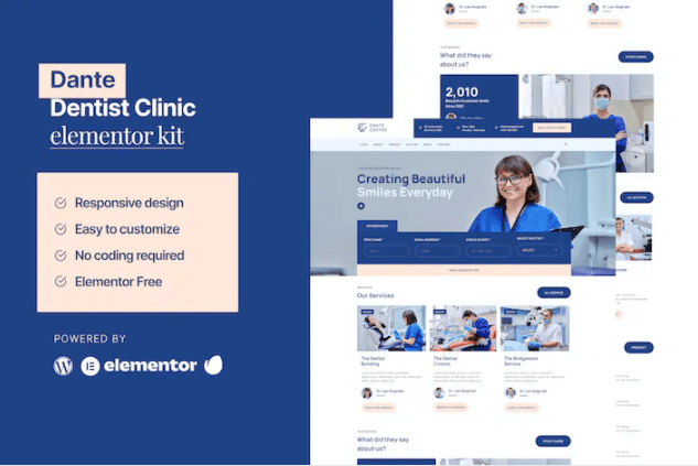 Dante – 牙医和牙科诊所 Elementor 模板套件