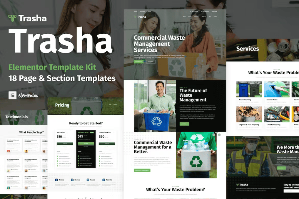 Trasha – 废物管理和回收服务元素模板套件