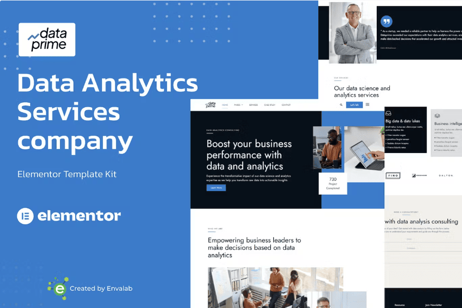 Dataprime – 数据分析服务 Elementor 模板套件