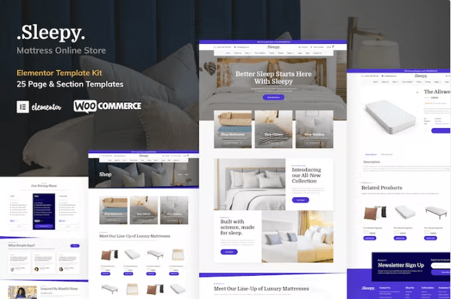 Sleepy – 床垫和床上用品在线商店 Elementor Pro 模板套件