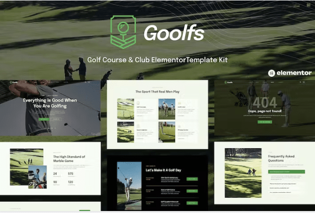 Goolfs – 高尔夫球场和俱乐部 Elementor 模板套件
