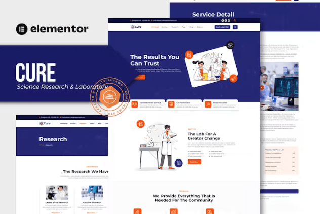 Cure – 科学研究和实验室 Elementor 模板套件