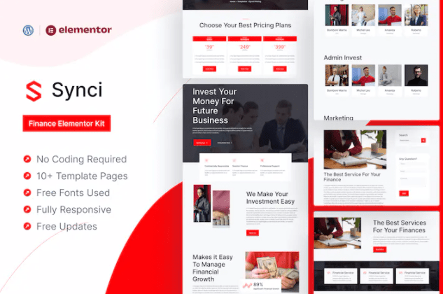 Synci – Finance Elementor Pro 模板套件