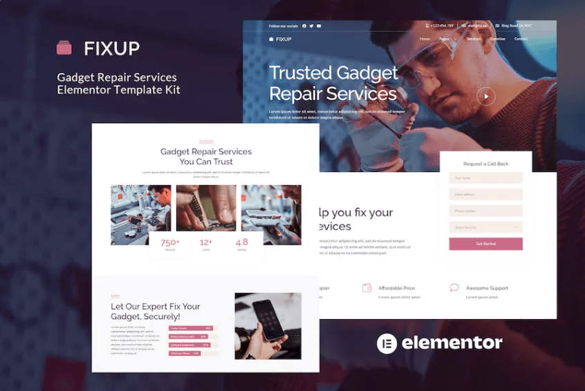 FixUp – 小工具维修服务 Elementor 模板套件