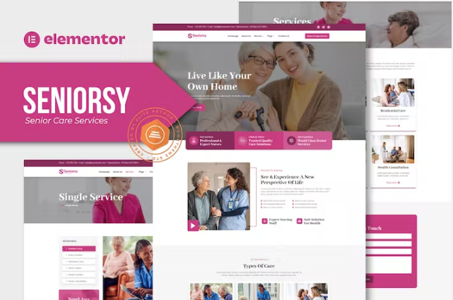 Seniorsy – 高级护理服务 Elementor 模板套件