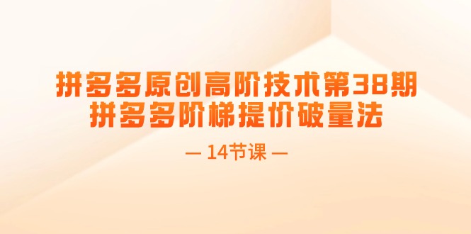 拼多多原创高阶技术第38期，拼多多阶梯提价破量法