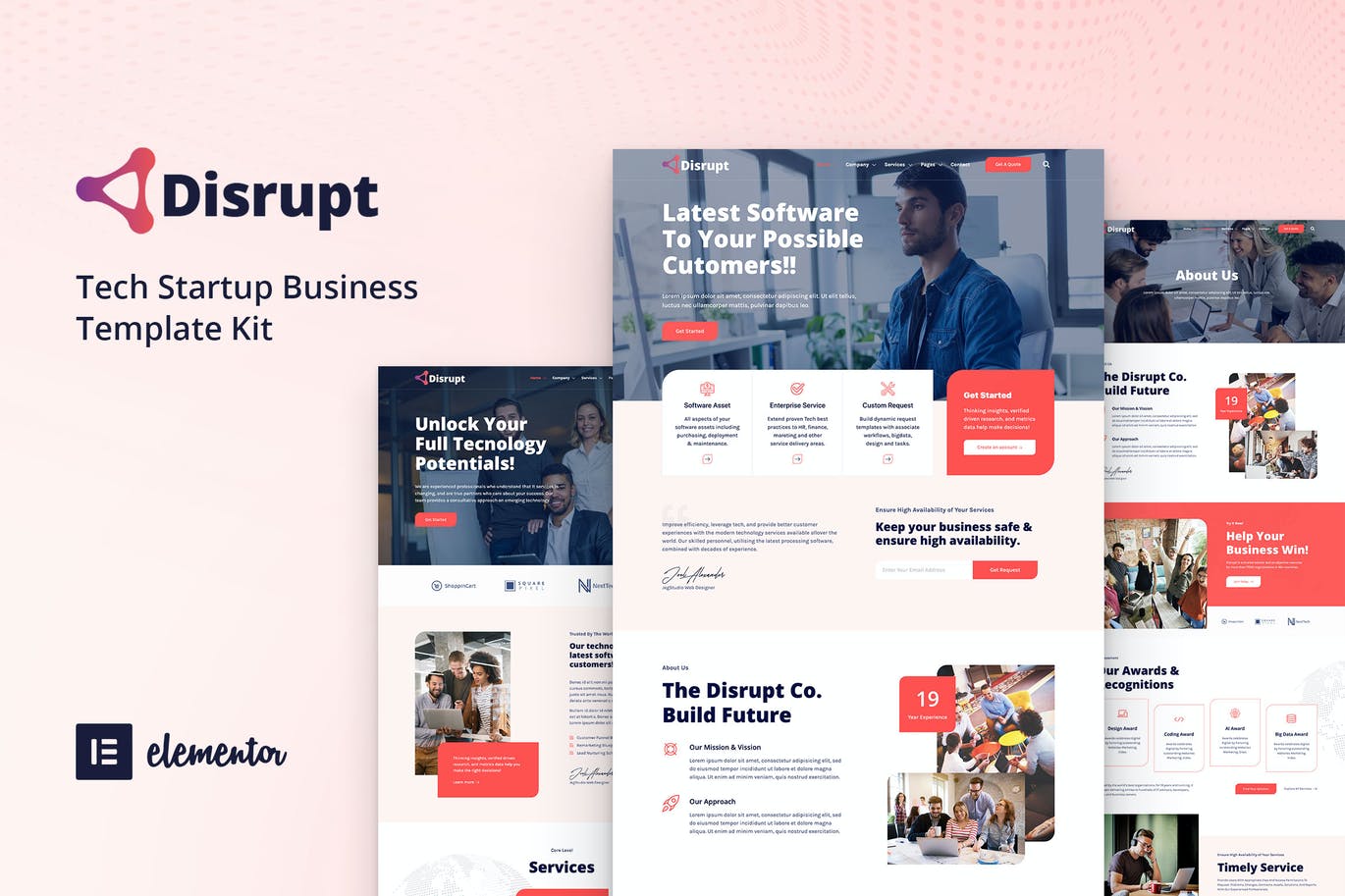 Disrupt – 科技创业业务Elementor Template Kit