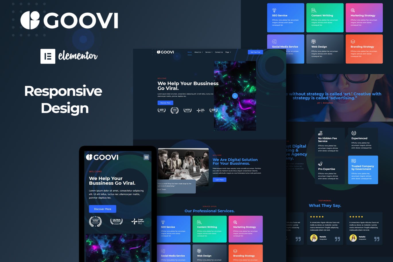 Goovi – 创意机构和数字营销 Elementor Template Kits