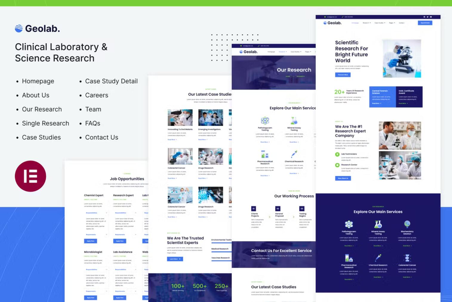 地质实验室 | 临床实验室和科学研究 Elementor 模板套件