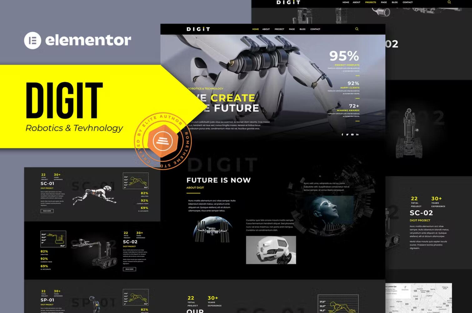 Digit – 机器人机器狗人工智能科技 Elementor Template Kit