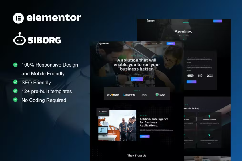 Siborg – 机器人与技术 Elementor 模板套件