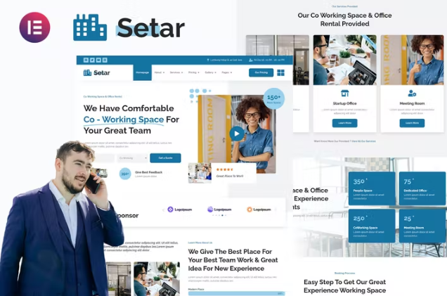 Setar – Coworking Space & Startup Office Elementor 模板套件