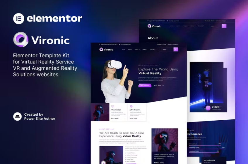 Vironic – 增强和虚拟现实服务 Elementor 模板套件