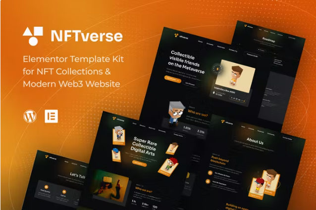 NFT 宇宙 | 未来派 NFT 投资组合 Elementor 模板工具包