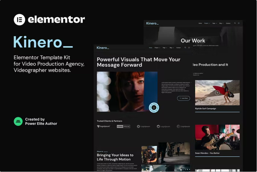 Kinerio – 视频制作机构 Elementor 模板套件