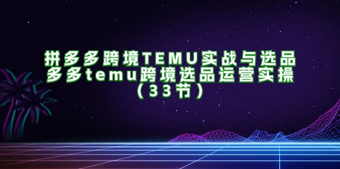 拼多多跨境TEMU实战与选品，多多temu跨境选品运营实操