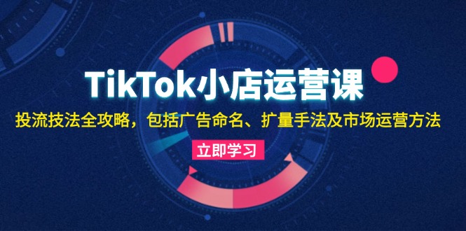 TikTok小店运营课：投流技法全攻略，包括广告命名 扩量手法及市场运营方法