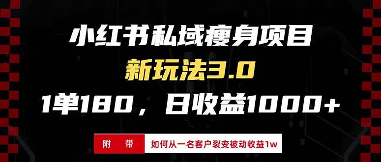 小红书瘦身项目3.0模式，新手小白日赚收益1000+（附从一名客户裂变收益…