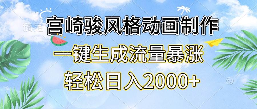 宫崎骏风格动画制作，一键生成流量暴涨，轻松日入2000+