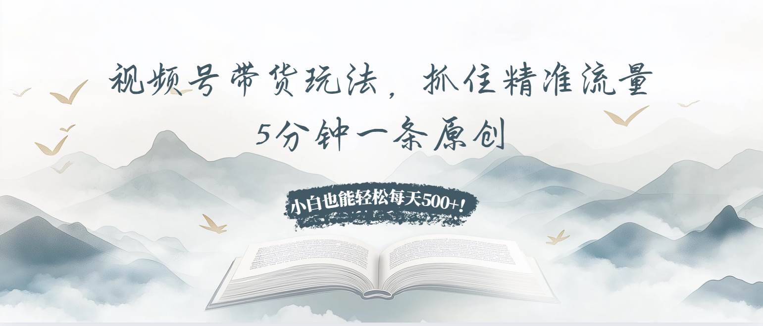 视频号带货玩法，抓住精准流量，5分钟一条原创，小白也能轻松每天500+！