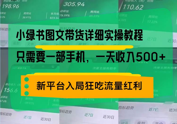 小绿书图文带货详细实操教程，只需要一部手机，一天收入500+，轻松变现